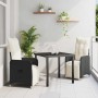 Conjunto de Comedor de Jardín con cojín 3 pcs Negro Poliratán en Sillas de jardín | Comprar online en Foru.es