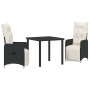 Conjunto de Comedor de Jardín con cojín 3 pcs Negro Poliratán en Sillas de jardín | Comprar online en Foru.es