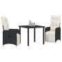 Conjunto de Comedor de Jardín con cojín 3 pcs Negro Poliratán en Sillas de jardín | Comprar online en Foru.es