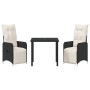 Conjunto de Comedor de Jardín con cojín 3 pcs Negro Poliratán en Sillas de jardín | Comprar online en Foru.es