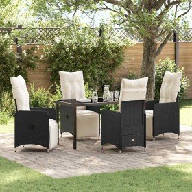 Conjunto de Comedor de Jardín con cojín 5 pcs Negro Poliratán en Sillas de jardín | Comprar online en Foru.es