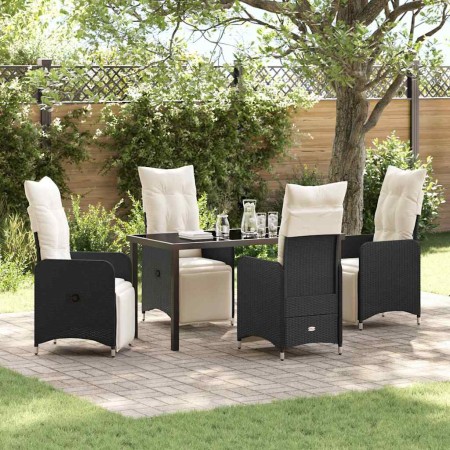 Conjunto de Comedor de Jardín con cojín 5 pcs Negro Poliratán en Sillas de jardín | Comprar online en Foru.es