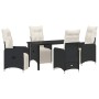 Conjunto de Comedor de Jardín con cojín 5 pcs Negro Poliratán en Sillas de jardín | Comprar online en Foru.es