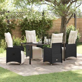 Conjunto de Comedor de Jardín con cojín 5 pcs Negro Poliratán en Sillas de jardín | Comprar online en Foru.es