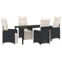 Conjunto de Comedor de Jardín con cojín 5 pcs Negro Poliratán en Sillas de jardín | Comprar online en Foru.es