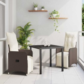 Conjunto de Comedor de Jardín con cojín 3 pcs Marrón Poliratán en Sillas de jardín | Comprar online en Foru.es