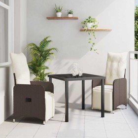 Conjunto de Comedor de Jardín con cojín 3 pcs Marrón Poliratán en Sillas de jardín | Comprar online en Foru.es