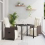 Conjunto de Comedor de Jardín con cojín 3 pcs Marrón Poliratán en Sillas de jardín | Comprar online en Foru.es