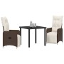 Conjunto de Comedor de Jardín con cojín 3 pcs Marrón Poliratán en Sillas de jardín | Comprar online en Foru.es