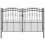 Puerta de valla punta lanza acero recubierto negro 305x223cm de vidaXL, Puertas de jardín - Ref: Foro24-151098, Precio: 616,7...