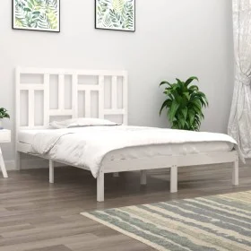 Estructura de cama de madera maciza de pino blanca 140x200 cm de vidaXL, Camas y somieres - Ref: Foro24-3104544, Precio: 127,...