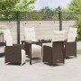 Conjunto de Comedor de Jardín con cojín 5 pcs Marrón Poliratán en Sillas de jardín | Comprar online en Foru.es