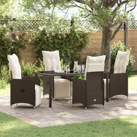 Conjunto de Comedor de Jardín con cojín 5 pcs Marrón Poliratán en Sillas de jardín | Comprar online en Foru.es