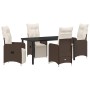 Conjunto de Comedor de Jardín con cojín 5 pcs Marrón Poliratán en Sillas de jardín | Comprar online en Foru.es