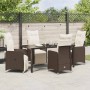 Conjunto de Comedor de Jardín con cojín 5 pcs Marrón Poliratán en Sillas de jardín | Comprar online en Foru.es