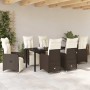 Conjunto de Comedor de Jardín con cojín 7 pcs Marrón Poliratán en Sillas de jardín | Comprar online en Foru.es