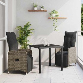 Conjunto de Comedor de Jardín con cojín 3 pcs Gris Poliratán en Sillas de jardín | Comprar online en Foru.es