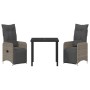 Conjunto de Comedor de Jardín con cojín 3 pcs Gris Poliratán en Sillas de jardín | Comprar online en Foru.es
