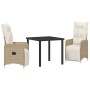 Conjunto de Comedor de Jardín con cojín 3 pcs Beige Poliratán en Sillas de jardín | Comprar online en Foru.es
