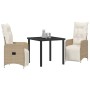 Conjunto de Comedor de Jardín con cojín 3 pcs Beige Poliratán en Sillas de jardín | Comprar online en Foru.es
