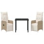 Conjunto de Comedor de Jardín con cojín 3 pcs Beige Poliratán en Sillas de jardín | Comprar online en Foru.es