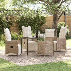Conjunto de Comedor de Jardín con cojín 5 pcs Beige Poliratán en Sillas de jardín | Comprar online en Foru.es
