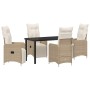 Conjunto de Comedor de Jardín con cojín 5 pcs Beige Poliratán en Sillas de jardín | Comprar online en Foru.es