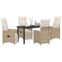 Conjunto de Comedor de Jardín con cojín 5 pcs Beige Poliratán en Sillas de jardín | Comprar online en Foru.es