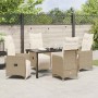 Conjunto de Comedor de Jardín con cojín 5 pcs Beige Poliratán en Sillas de jardín | Comprar online en Foru.es