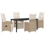 Conjunto de Comedor de Jardín con cojín 5 pcs Beige Poliratán en Sillas de jardín | Comprar online en Foru.es