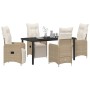 Conjunto de Comedor de Jardín con cojín 5 pcs Beige Poliratán en Sillas de jardín | Comprar online en Foru.es
