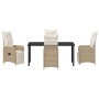 Conjunto de Comedor de Jardín con cojín 5 pcs Beige Poliratán en Sillas de jardín | Comprar online en Foru.es