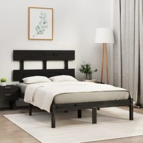 Black solid wood bed frame 140x190 cm by vidaXL, Beds and slatted bases - Ref: Foro24-3104657, Price: 150,52 €, Discount: %