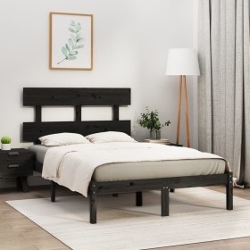 Estructura de cama de madera maciza negra 140x190 cm de vidaXL, Camas y somieres - Ref: Foro24-3104657, Precio: 152,54 €, Des...