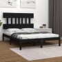 Estructura de cama de madera maciza negra 200x200 cm de vidaXL, Camas y somieres - Ref: Foro24-3104762, Precio: 158,89 €, Des...