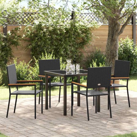 Conjunto de Comedor de Jardín 5 pcs Negro ratán sintético en Sillas de jardín | Comprar online en Foru.es