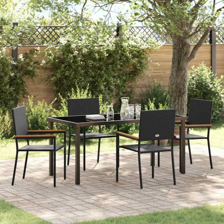 Conjunto de Comedor de Jardín 5 pcs Negro ratán sintético en Sillas de jardín | Comprar online en Foru.es