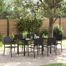 Conjunto de Comedor de Jardín 7 pcs Negro ratán sintético en Sillas de jardín | Comprar online en Foru.es