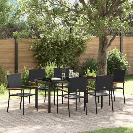 Conjunto de Comedor de Jardín 7 pcs Negro ratán sintético en Sillas de jardín | Comprar online en Foru.es