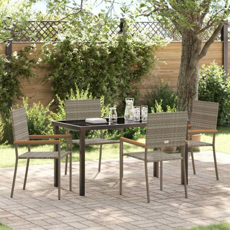 Conjunto de Comedor de Jardín 5 pcs Gris ratán sintético en Sillas de jardín | Comprar online en Foru.es