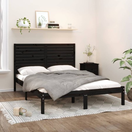 Estructura de cama madera maciza negra King Size 150x200 cm de vidaXL, Camas y somieres - Ref: Foro24-3104617, Precio: 198,48...