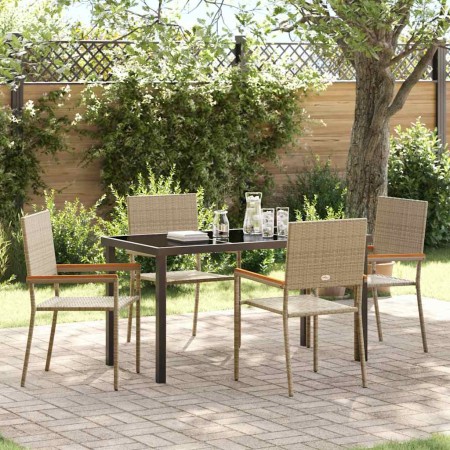 Conjunto de Comedor de Jardín 5 pcs Beige ratán sintético en Sillas de jardín | Comprar online en Foru.es
