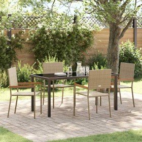 Conjunto de Comedor de Jardín 5 pcs Beige ratán sintético en Sillas de jardín | Comprar online en Foru.es