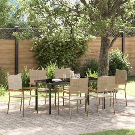 Conjunto de Comedor de Jardín 7 pcs Beige ratán sintético en Sillas de jardín | Comprar online en Foru.es