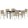 Conjunto de Comedor de Jardín 7 pcs Beige ratán sintético en Sillas de jardín | Comprar online en Foru.es