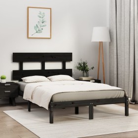Estructura de cama de madera maciza de pino negra 200x200 cm de vidaXL, Camas y somieres - Ref: Foro24-3104697, Precio: 157,7...