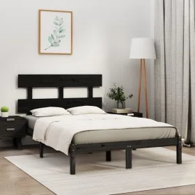 Estructura de cama de madera maciza de pino negra 200x200 cm de vidaXL, Camas y somieres - Ref: Foro24-3104697, Precio: 155,7...