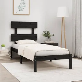 Schwarzer Massivholzbettrahmen 100x200 cm von vidaXL, Betten und Lattenroste - Ref: Foro24-3104667, Preis: 116,12 €, Rabatt: %