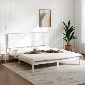 Estructura de cama madera maciza de pino blanco 200x200 cm de vidaXL, Camas y somieres - Ref: Foro24-3104824, Precio: 153,23 ...