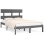 Estructura de cama de madera maciza de pino gris 200x200 cm de vidaXL, Camas y somieres - Ref: Foro24-3104695, Precio: 157,61...
